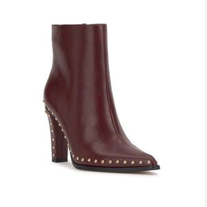 Jessica Simpson Roxie Dark Cherry Ankle Boots with High Heel and Studded Detail